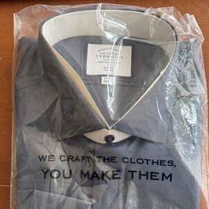 Charles Tyrwhitt Men's Dark Gray Dress Shirt brand new 17/34 slim fit.